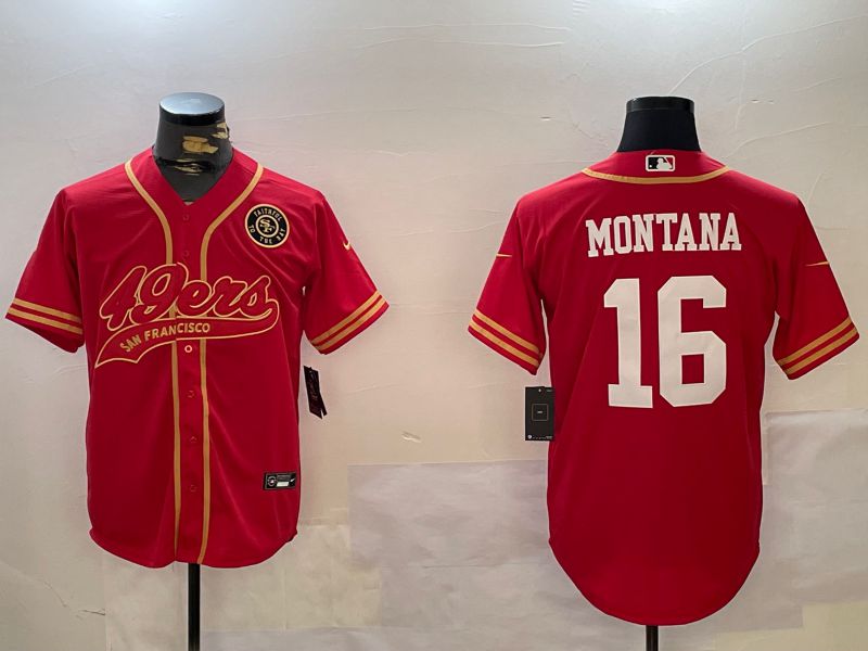 Men San Francisco 49ers #16 Montana Red Joint Name 2024 Nike Limited NFL Jersey style 12091->san francisco 49ers->NFL Jersey